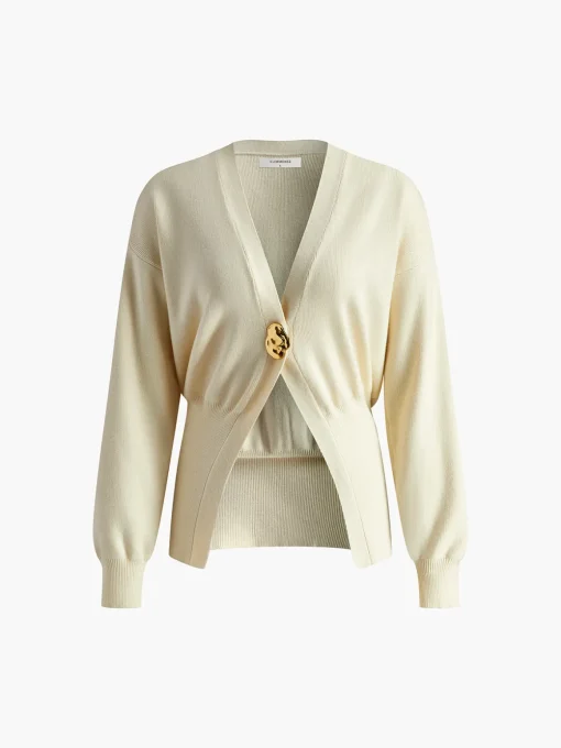 COMMENSE Cardigans|Sweaters & Cardigans^Golden Button Plain Cardigan DarkBrown