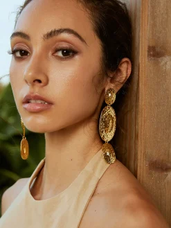 COMMENSE Earrings|Accessories^Cascade Textured Earrings Golden
