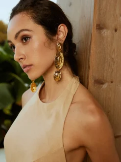 COMMENSE Earrings|Accessories^Cascade Textured Earrings Golden