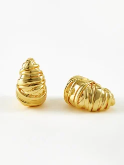 COMMENSE Earrings|Accessories^Croissant Twist Stud Earrings Golden