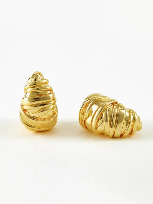 COMMENSE Earrings|Accessories^Croissant Twist Stud Earrings Golden