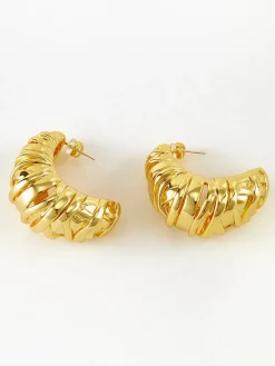 COMMENSE Earrings|Accessories^Croissant Twist Stud Earrings Golden