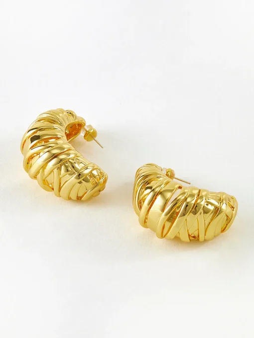 COMMENSE Earrings|Accessories^Croissant Twist Stud Earrings Golden