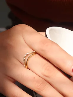 COMMENSE Rings & Bracelets|Accessories^en Diamond Wave Ring Gold