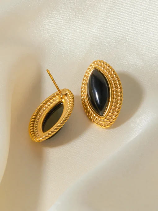 COMMENSE Earrings|Accessories^en Disc Black Onyx Earrings Gold