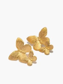 COMMENSE Earrings|Accessories^Double Butterfly Earrings Golden