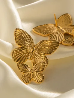 COMMENSE Earrings|Accessories^Double Butterfly Earrings Golden