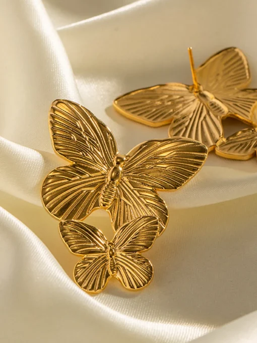 COMMENSE Earrings|Accessories^Double Butterfly Earrings Golden