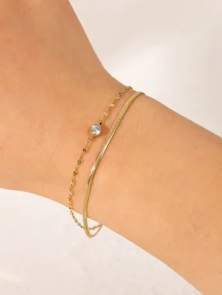 COMMENSE Rings & Bracelets|Accessories^en Double Chains Rhinestone Bracelet Gold