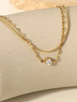 COMMENSE Rings & Bracelets|Accessories^en Double Chains Rhinestone Bracelet Gold
