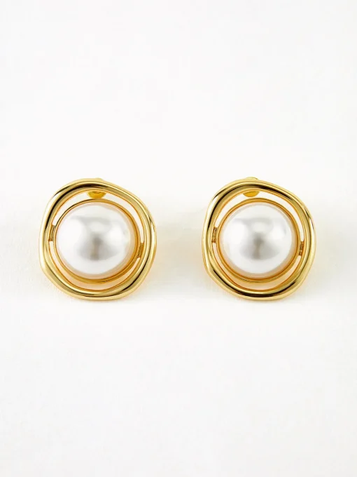 COMMENSE Earrings|Accessories^en Edge Pearl Stud Earrings Gold