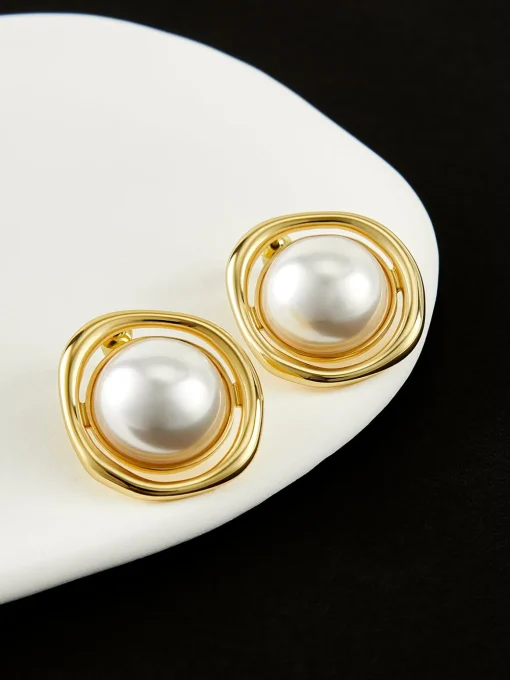 COMMENSE Earrings|Accessories^en Edge Pearl Stud Earrings Gold