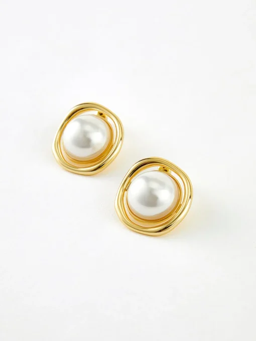 COMMENSE Earrings|Accessories^en Edge Pearl Stud Earrings Gold
