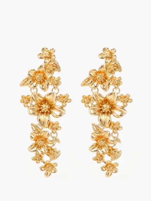 COMMENSE Accessories^en Floral Stud Drop Earrings Gold