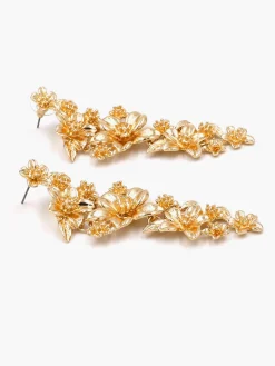 COMMENSE Accessories^en Floral Stud Drop Earrings Gold