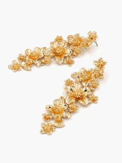 COMMENSE Accessories^en Floral Stud Drop Earrings Gold