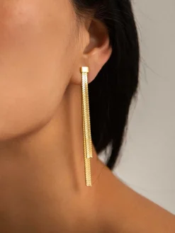 COMMENSE Earrings|Accessories^en Snake Chain Tassel Earrings Gold