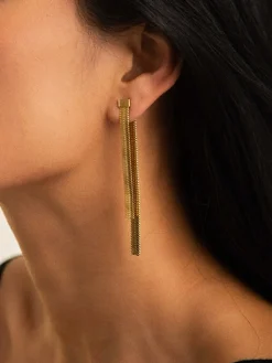 COMMENSE Earrings|Accessories^en Snake Chain Tassel Earrings Gold