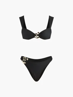 COMMENSE Swimwear|Tops^Golden Spiral Bikini Set Black