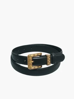 COMMENSE Belts & Chain|Accessories^Golden Square Buckle Belt Black
