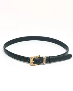COMMENSE Belts & Chain|Accessories^Golden Square Buckle Belt Black