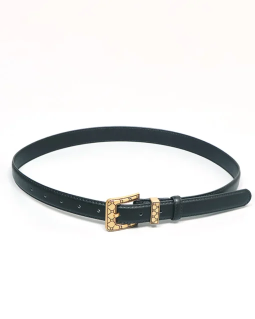 COMMENSE Belts & Chain|Accessories^Golden Square Buckle Belt Black