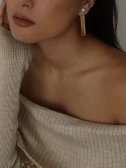 COMMENSE Earrings|Accessories^en Tassel Pearl Stud Earrings Gold