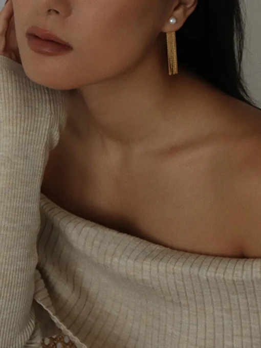 COMMENSE Earrings|Accessories^en Tassel Pearl Stud Earrings Gold