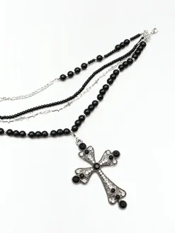 COMMENSE Necklaces|Accessories^Halloween Stacking Rhinestone Cross Charm Necklace Black