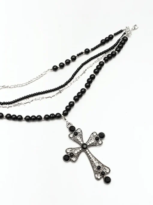 COMMENSE Necklaces|Accessories^Halloween Stacking Rhinestone Cross Charm Necklace Black