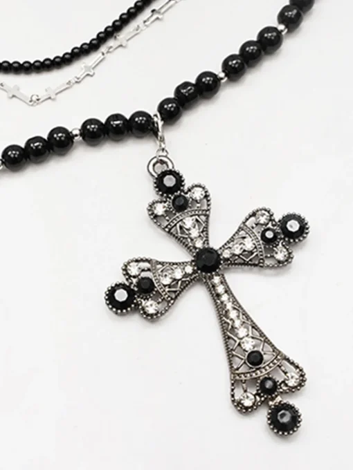 COMMENSE Necklaces|Accessories^Halloween Stacking Rhinestone Cross Charm Necklace Black