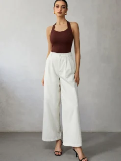 COMMENSE Tank Tops & Camis|Tops^Halter Backless Tank Top DarkBrown