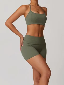 COMMENSE Shorts|Activewear^Halter Skinny Quick-Drying Shorts Set LightGreen
