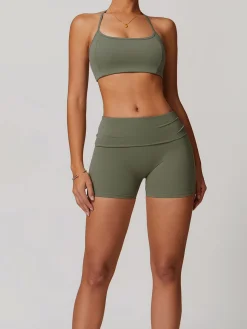 COMMENSE Shorts|Activewear^Halter Skinny Quick-Drying Shorts Set LightGreen
