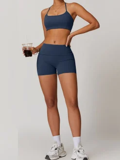 COMMENSE Shorts|Activewear^Halter Skinny Quick-Drying Shorts Set LightGreen