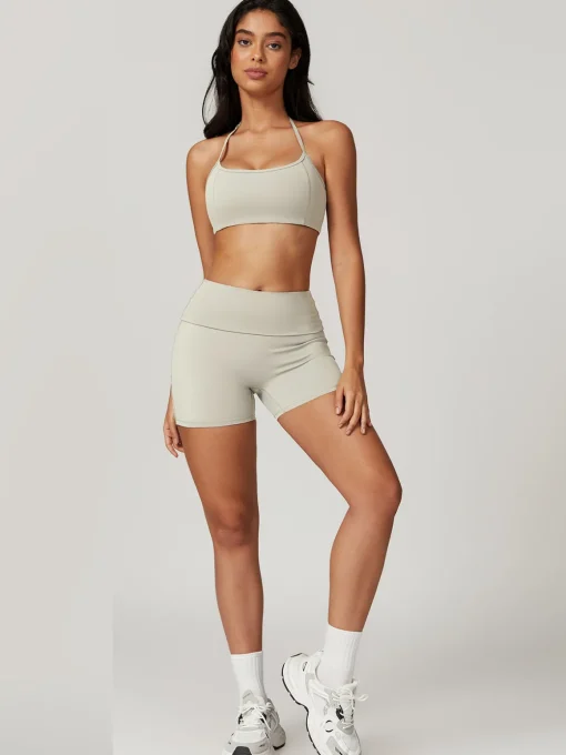 COMMENSE Shorts|Activewear^Halter Skinny Quick-Drying Shorts Set LightGreen