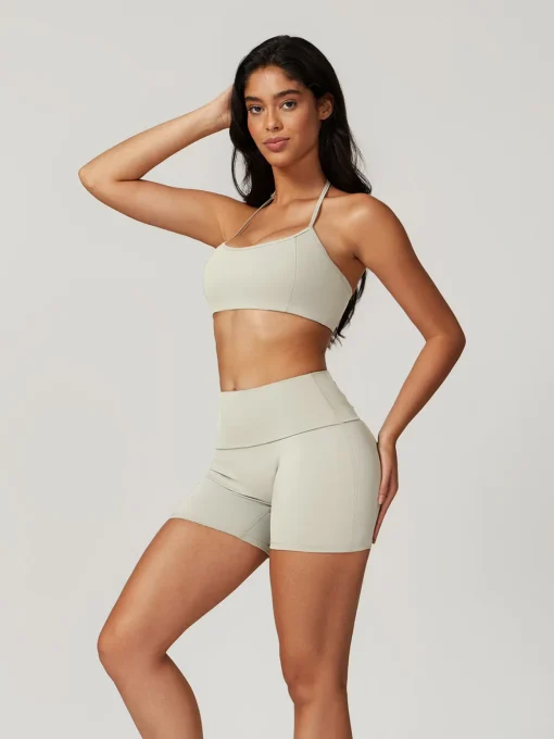 COMMENSE Shorts|Activewear^Halter Skinny Quick-Drying Shorts Set LightGreen