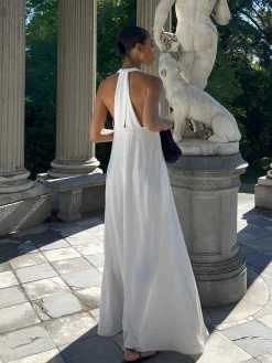 COMMENSE Dresses^Halter V-Neck Sleeveless Long Dress White