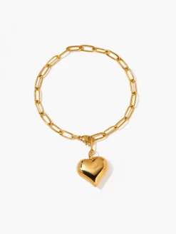 COMMENSE Rings & Bracelets|Accessories^Heart Pendant Chain Link Bracelet Golden