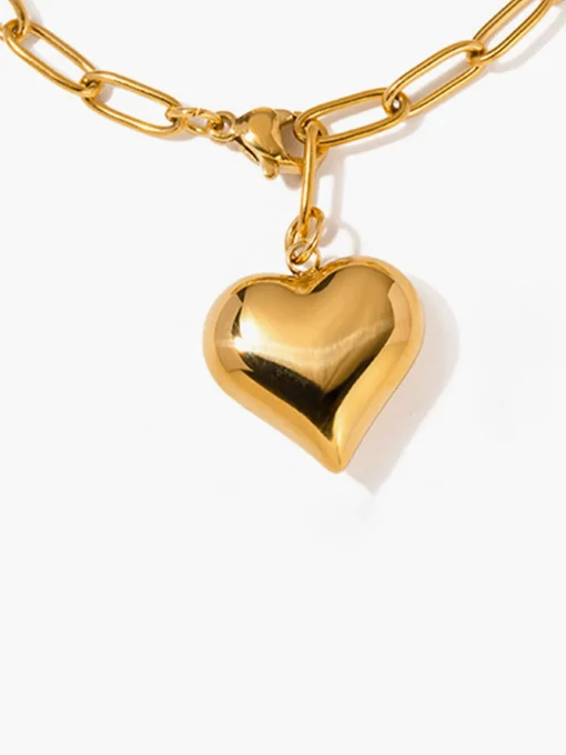 COMMENSE Rings & Bracelets|Accessories^Heart Pendant Chain Link Bracelet Golden