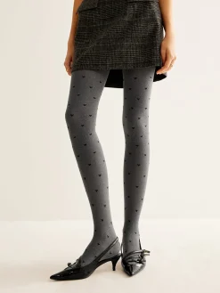 COMMENSE Socks & Tights|Accessories^Heart Print Velvet Tights Grey