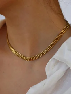 COMMENSE Necklaces|Accessories^Herringbone Necklace Golden