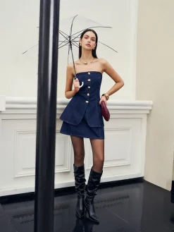 COMMENSE Shoes|Accessories^High Heel Ruched Knee-High Boots Black