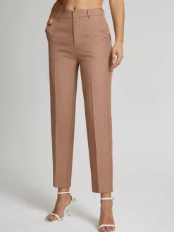 COMMENSE Pants|Bottoms^High Waisted Cropped Skinny Straight Leg Trousers LightBrown