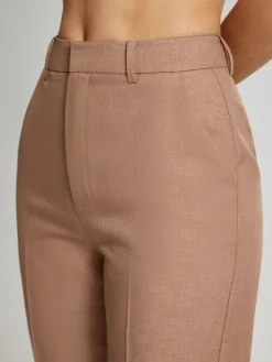 COMMENSE Pants|Bottoms^High Waisted Cropped Skinny Straight Leg Trousers LightBrown