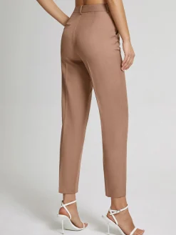 COMMENSE Pants|Bottoms^High Waisted Cropped Skinny Straight Leg Trousers LightBrown