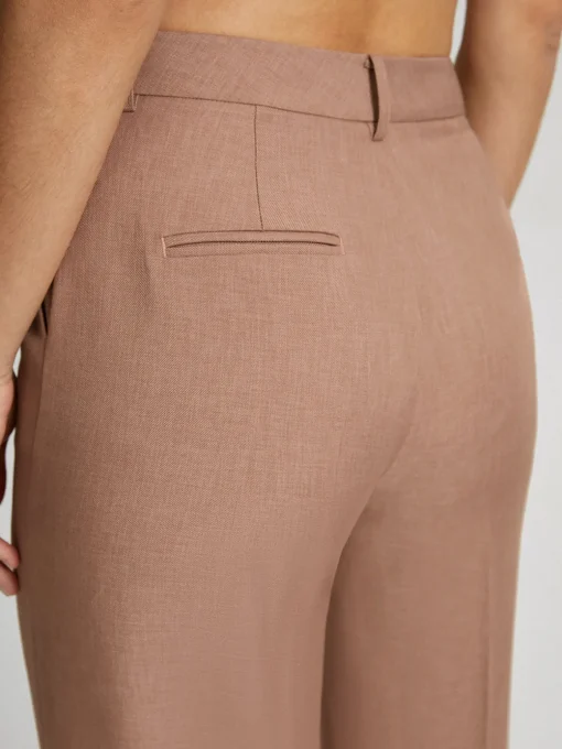 COMMENSE Pants|Bottoms^High Waisted Cropped Skinny Straight Leg Trousers LightBrown