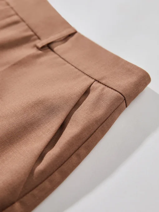 COMMENSE Pants|Bottoms^High Waisted Cropped Skinny Straight Leg Trousers LightBrown