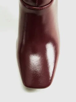COMMENSE Shoes|Accessories^High-Heel Square Toe Knee-High Boots Burgundy