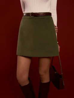 COMMENSE Skirts|Matching Sets^High-Waist A-Line Skirt Without Belt Green